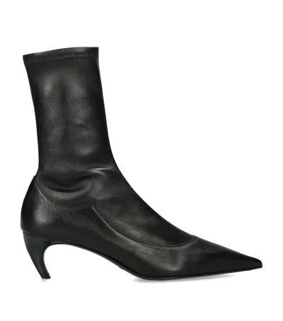 Khaite Leather Valerie Boots 55 In Black