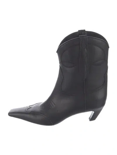 Pre-owned Khaite Leather Western Boots In Black