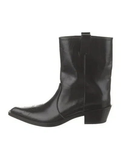 Pre-owned Khaite Leather Western Boots In Black