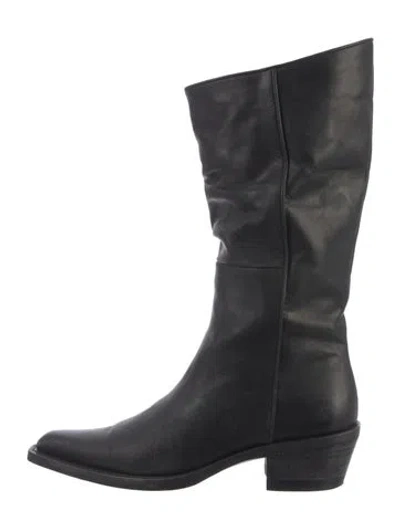Pre-owned Khaite Leather Western Boots In Black