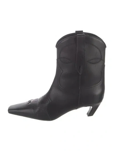 Pre-owned Khaite Leather Western Boots In Black