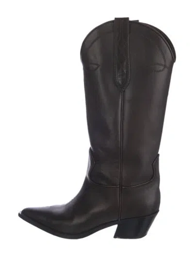Pre-owned Khaite Leather Western Boots In Brown