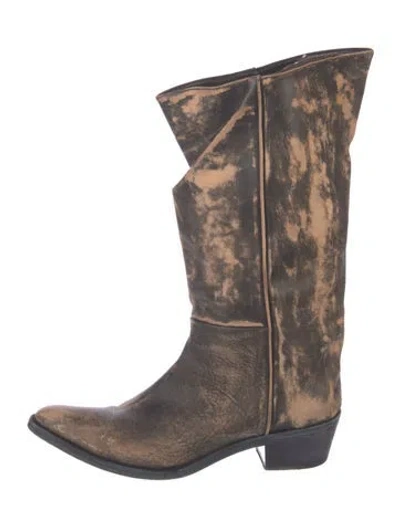 Pre-owned Khaite Leather Western Boots In Brown