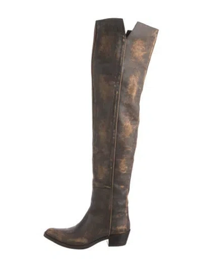 Pre-owned Khaite Leather Western Boots In Brown