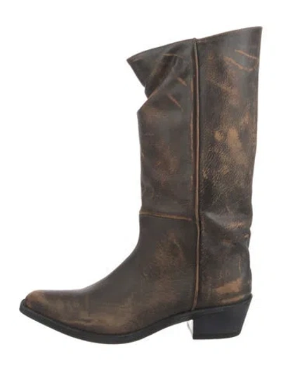 Pre-owned Khaite Leather Western Boots In Brown