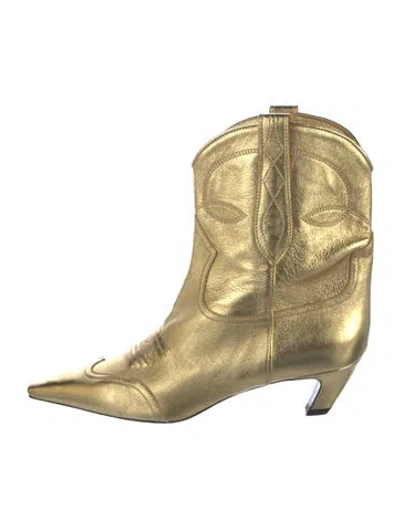 Pre-owned Khaite Leather Western Boots In Gold/metallic