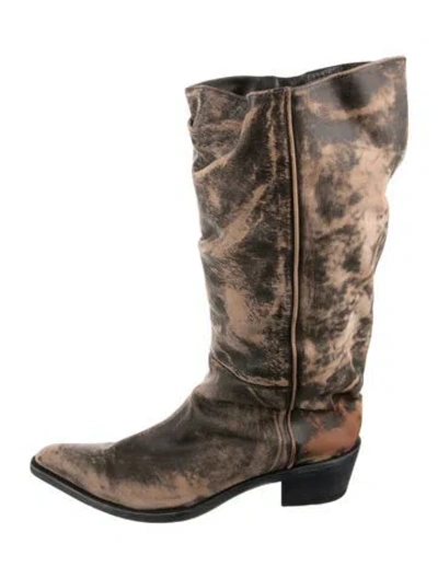 Pre-owned Khaite Leather Western Boots In Multicolor