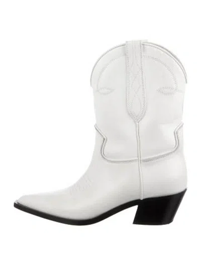 Pre-owned Khaite Leather Western Boots In White
