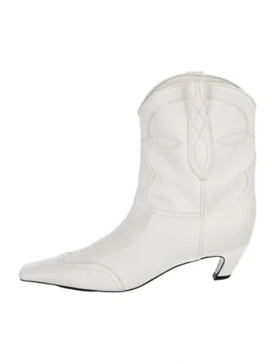 Pre-owned Khaite Leather Western Boots In White