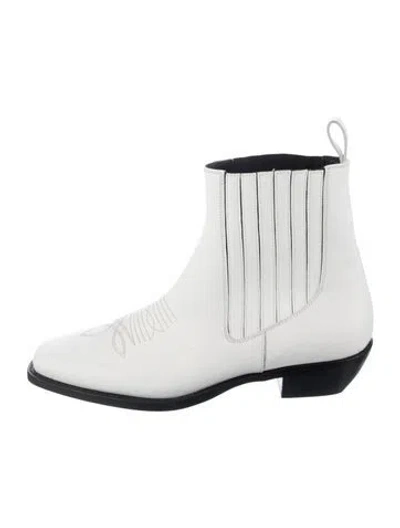 Pre-owned Khaite Leather Western Boots In White