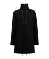Khaite Lee Lace-up Long Sleeve Double Face Crepe Dress In Black