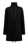 Khaite Lee Lace-up Long Sleeve Double Face Crepe Dress