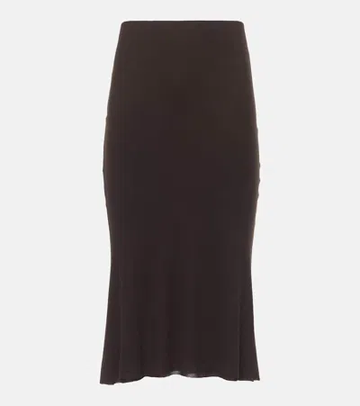 Khaite Leema Viscose Midi Skirt In Brown