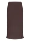 Khaite Fine-ribbed Midi Skirt In Brown