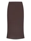 Khaite Fine-ribbed Midi Skirt In Brown