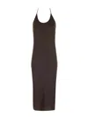 Khaite Leesal Midi Dress In Brown
