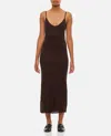 Khaite Leesal Viscose Midi Dress In Dark Brown