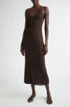 Khaite Leesal Rib Slipdress In Dark Brown