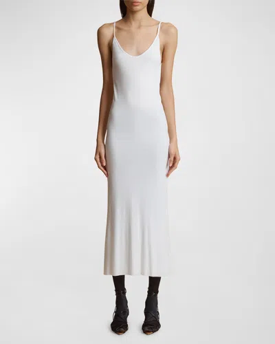 Khaite Leesal Ribbed Midi Dress In White