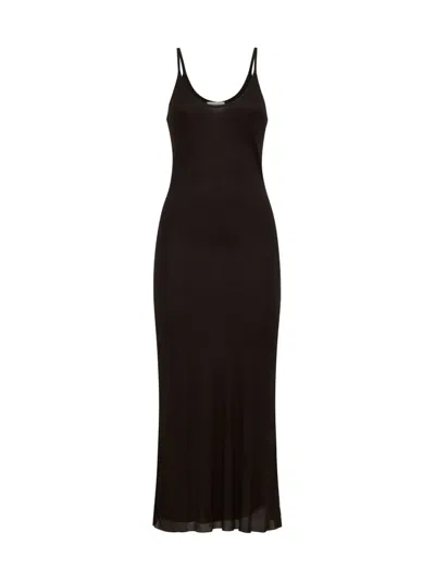 Khaite Leesal Sleeveless Maxi Dress In Dark Brown