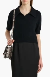 Khaite Shrunked Jo Cashmere-blend Polo Sweater In Black