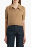 Khaite Leni Stretch Merino Wool & Cashmere Polo Sweater In Brown
