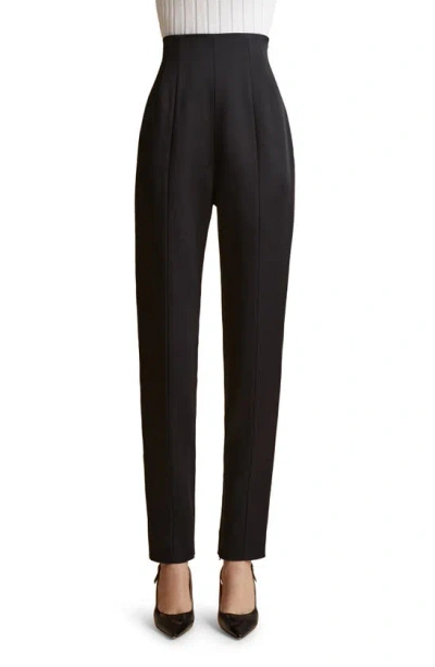 Khaite Lenn High-rise Satin Crepe Pants In Black