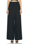 Khaite Walter Double Face Crepe Kick Flare Crop Pants In Black