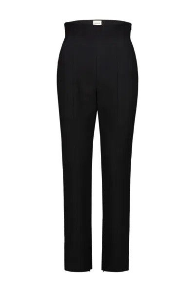 Khaite Slim-fit Satin Trousers In Black