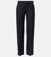 Khaite Lenn Pinstripe Wool-blend Straight Pants In Black