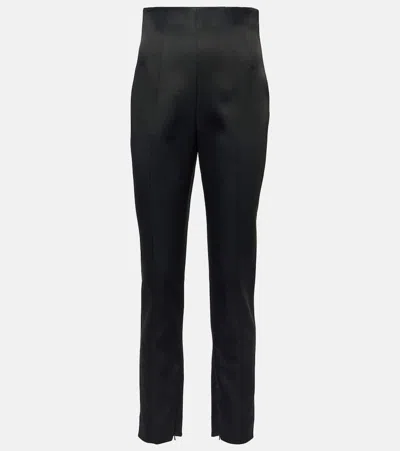 Khaite Lenn Satin Slim Pants In Black