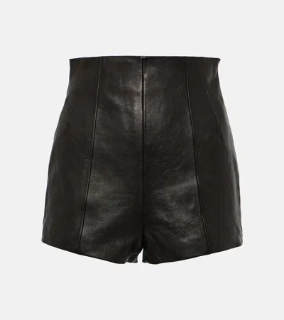 Khaite Lennman High-rise Leather Shorts In Black