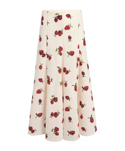 Khaite Lenno Raspberry Print Organza Midi Skirt In Multi