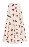 Khaite Lenno Raspberry Print Organza Midi Skirt In Neutral