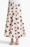 Khaite Lenno Raspberry Print Organza Midi Skirt