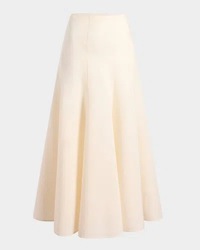 Khaite Lenno Silk And Cotton Maxi Skirt In Beige