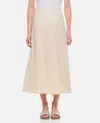 Khaite Lenno Silk And Cotton-blend Midi Skirt In Neutral