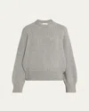 Khaite Lennox Cashmere Rib Crewneck Sweater In Gray