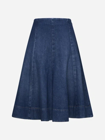 Khaite Lennox Denim Midi Skirt In Azul