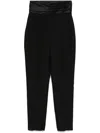 Khaite Lenro Pleated Satin-trimmed Grain De Poudre Straight-leg Pants