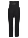 Khaite Lenro Pleated Satin-trimmed Grain De Poudre Straight-leg Pants