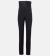 Khaite Lenro Satin-trimmed High-rise Slim Pants In Black
