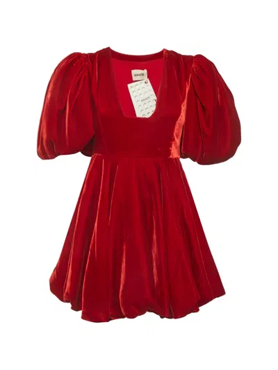 Pre-owned Khaite Leona Puff-sleeve Mini Dress In Red