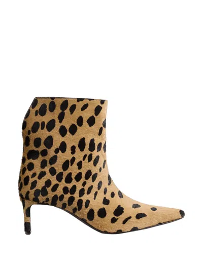Khaite Leopard Print Ankle Boots In Neutral