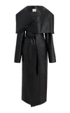 Khaite Levitt Wrap-front Leather Coat In Black