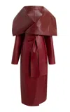 Khaite Levitt Wrap-front Leather Coat In Red