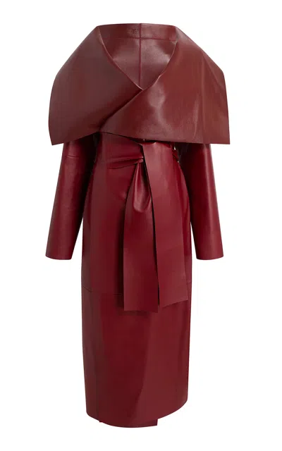 Khaite Levitt Wrap-front Leather Coat In Red