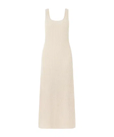 Khaite Lex Crocheted Silk And Cotton-blend Midi Dress In Neutral