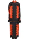 Khaite Lexi Scarf-neck Long-sleeve Maxi Silk Dress In Orange
