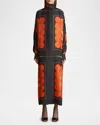 Khaite Lexi Scarf-neck Long-sleeve Maxi Silk Dress In Orange Multi